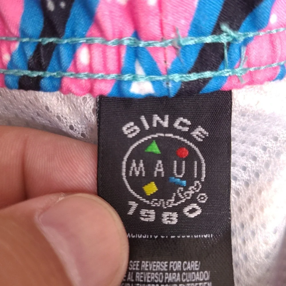 Maui And Sons Swim Trunks Men Medium Colorful Tribal Lined Bathing Suit 29 Waist